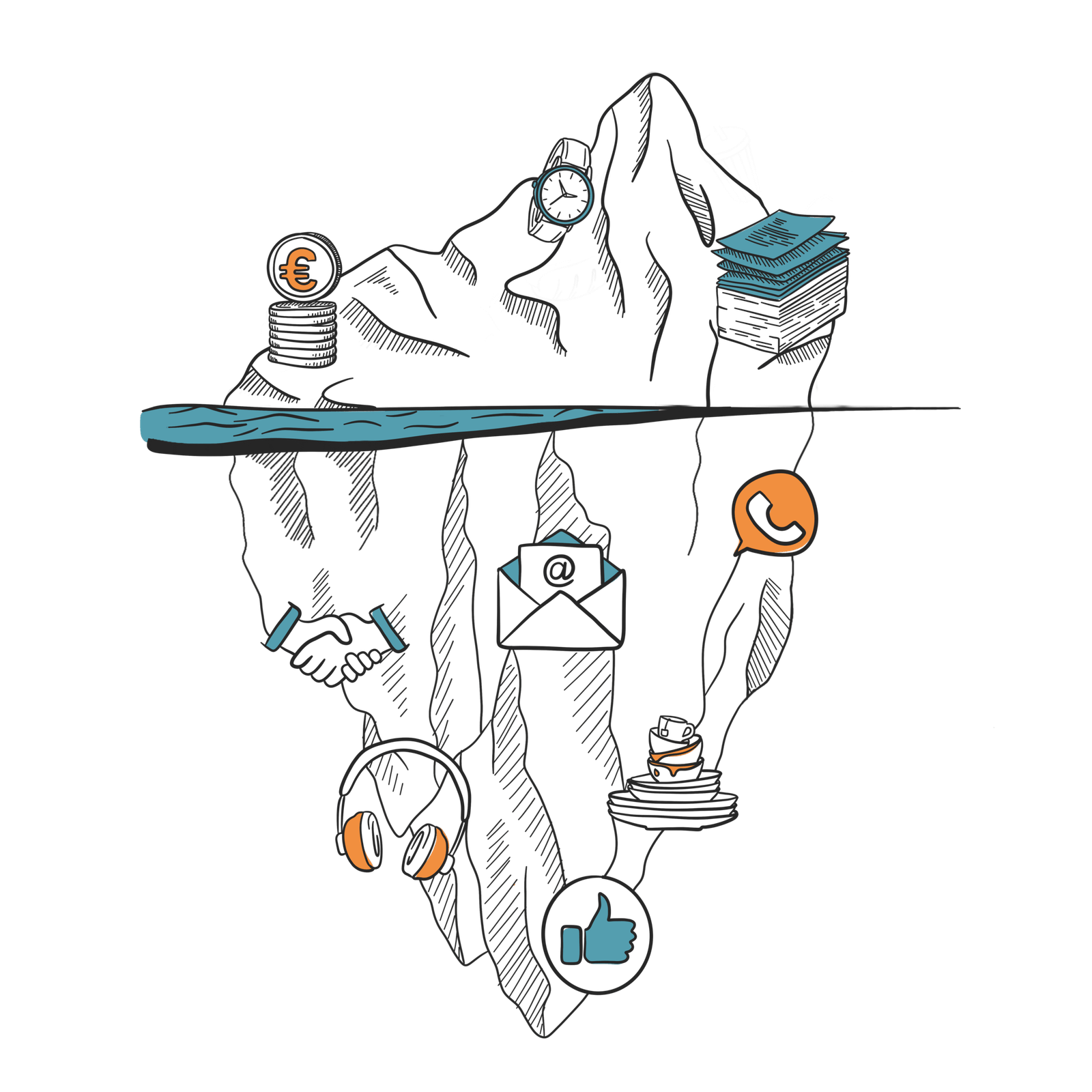 illustratie-cartoon-topje-van-de-ijsberg