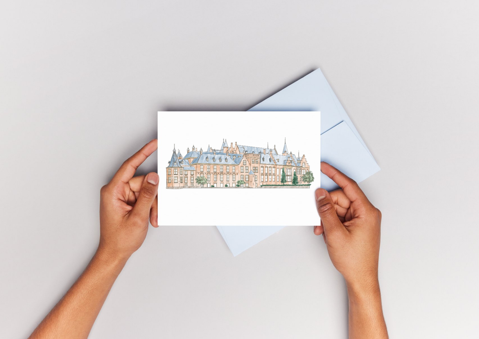 kaart met illustratie van binnenhof door Nieke van der Hoff